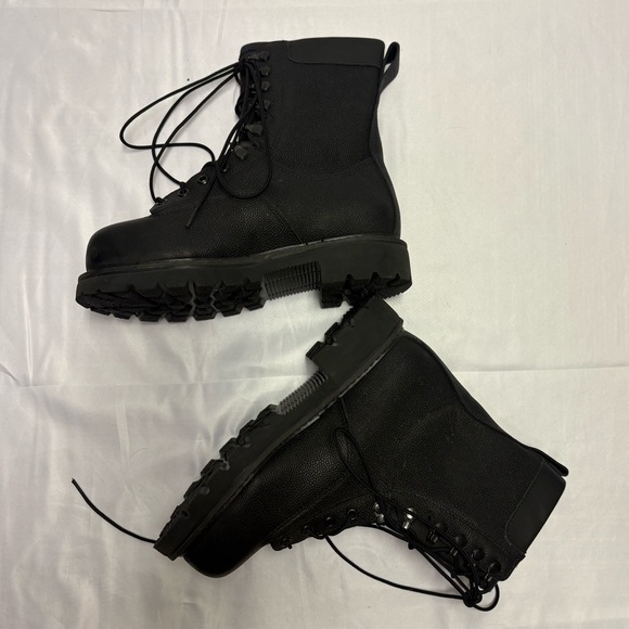 Terra Military Combat Boot Size 240 Womens 7 Steel Toe Black Pebbled Leather CSA - Picture 5 of 9